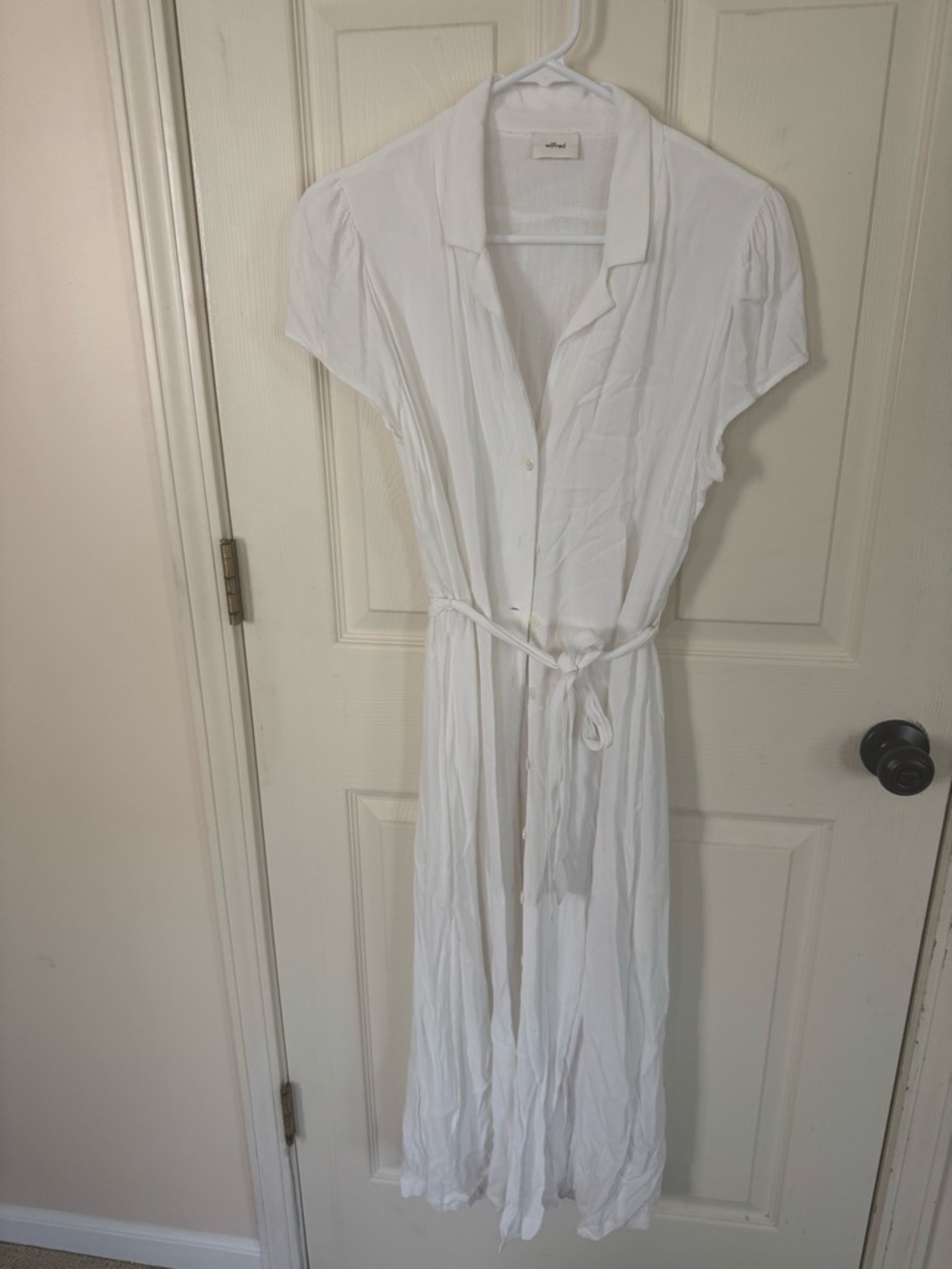 Aritzia White Button-Front Maxi Shirt Dress